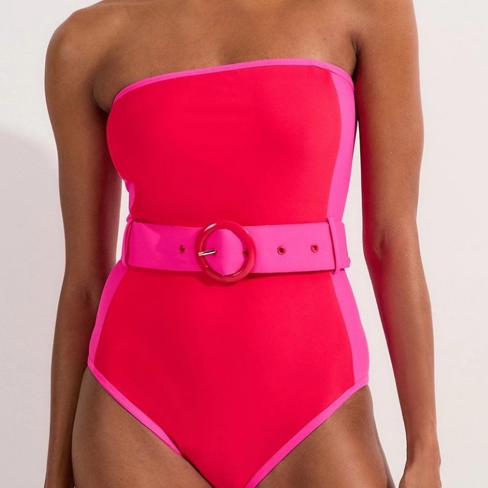 Karen Millen Fuchsia Belted One Piece Swimsuit